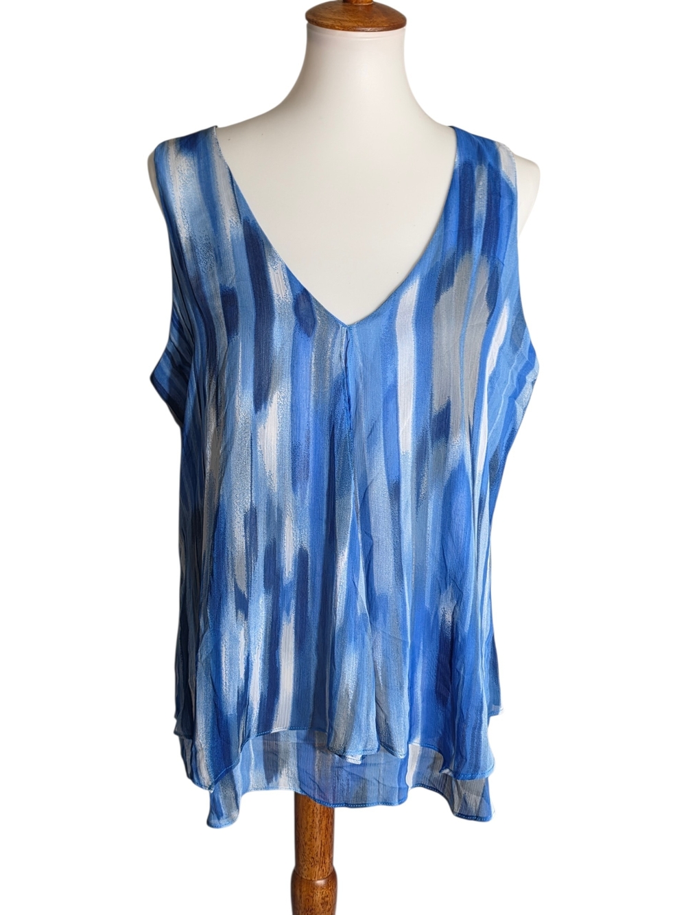 Milano Blue & White Striped V-Neck Tank Top